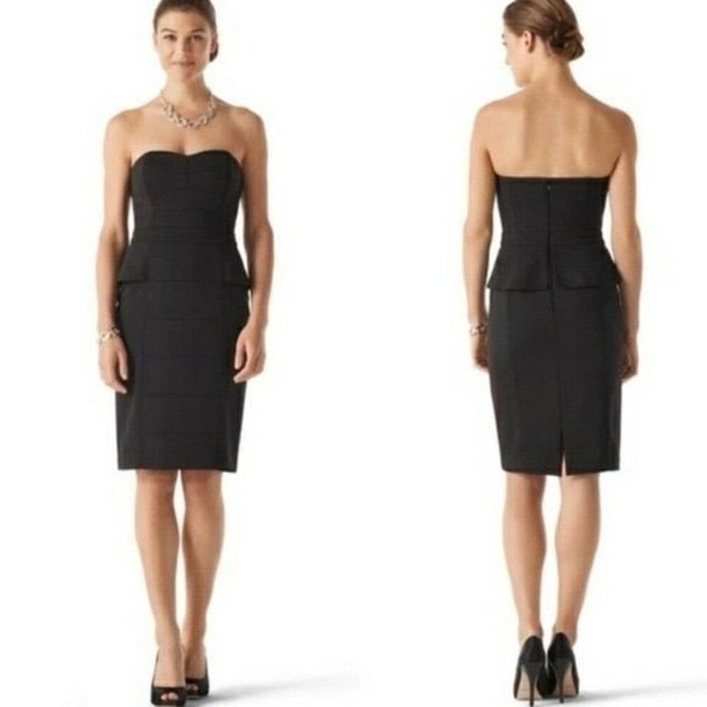 White House Black Market WHBM Dress $170 Size 8 M Black Strapless Dress Banded